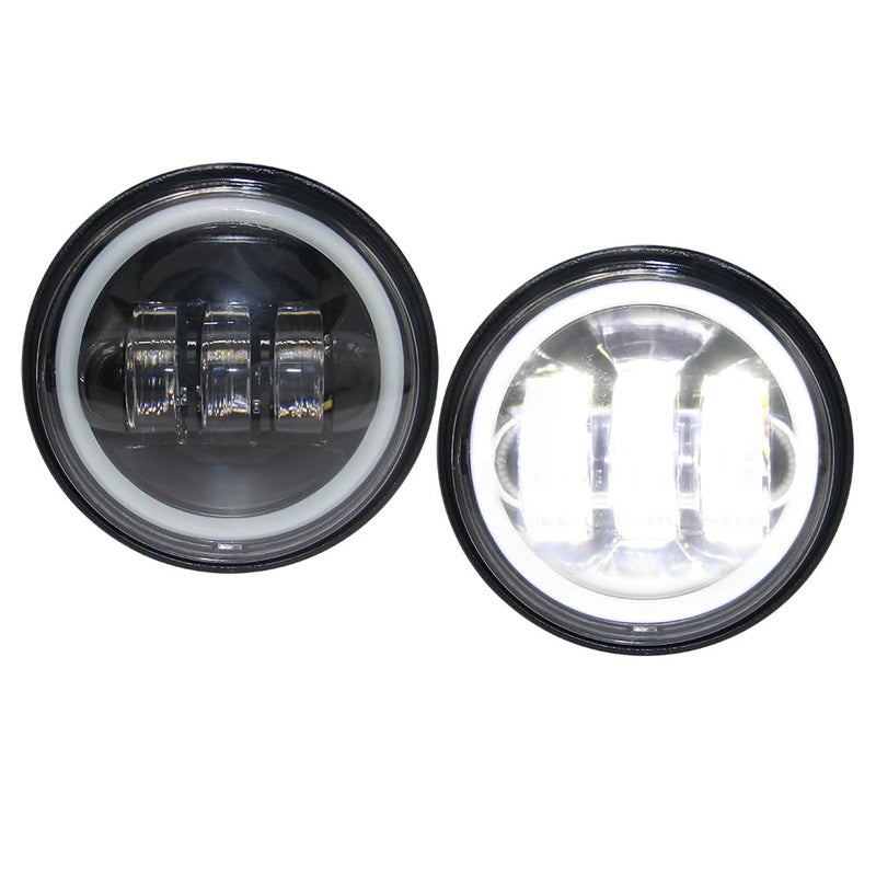 OPP ULITE Harley 4B Fog Lights - 2pcs 4.5 Inch 60W LED Fog Lights with White Halo Ring Angel Eyes DRL Offroad Lamp for Motorcycle - Image 1